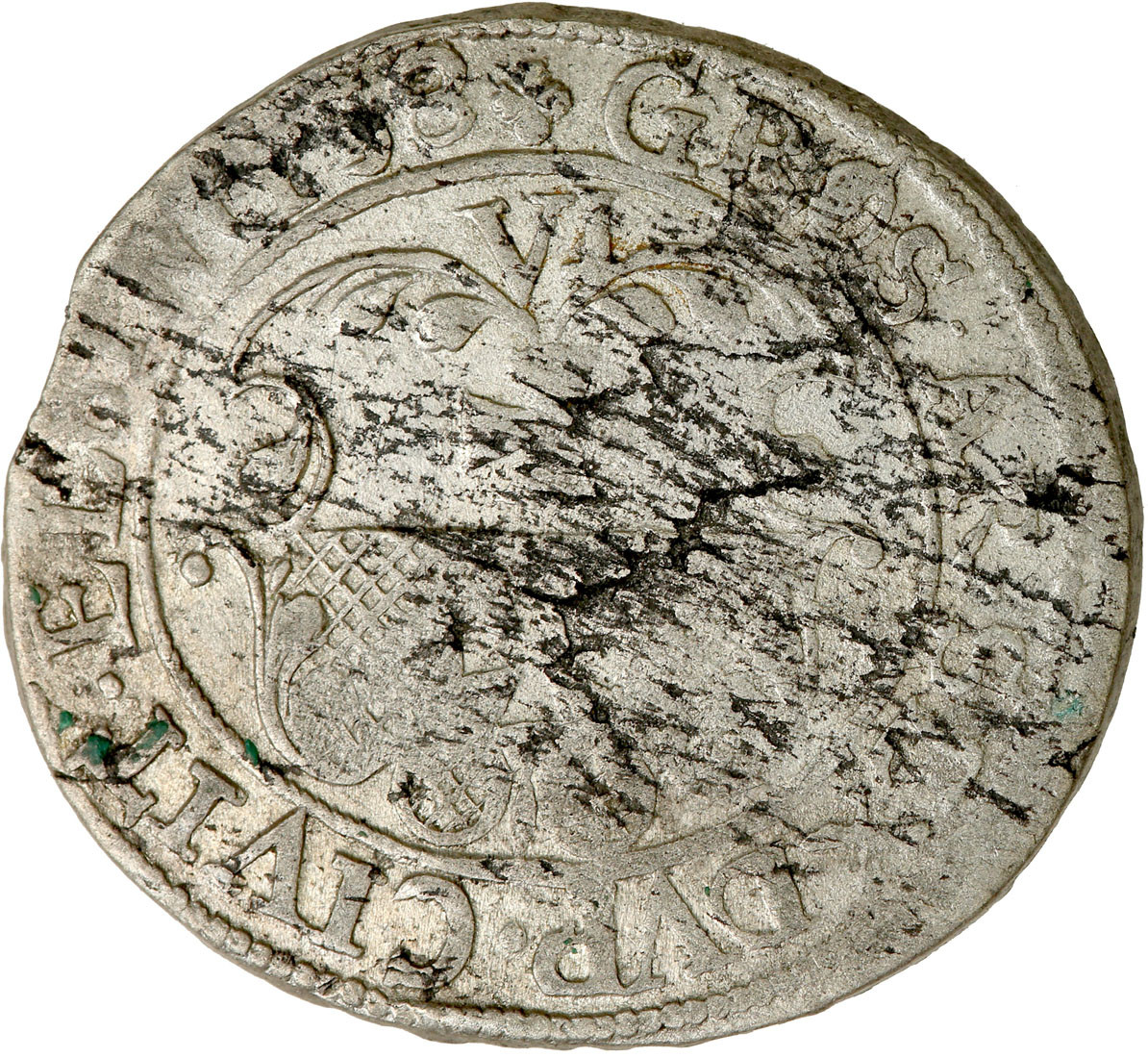 Karol X Gustaw. Szóstak (6 groszy) 1658, Elbląg - okupacja szwedzka - RZADKI